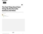 The Hard Thing About Hard Things By Ben Horowitz
