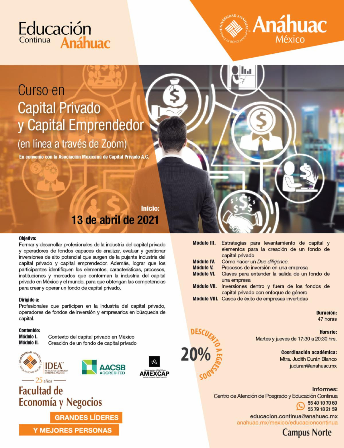 CURSO EN LÍNEA DE CAPITAL PRIVADO Y CAPITAL EMPRENDEDOR. AMEXCAP.